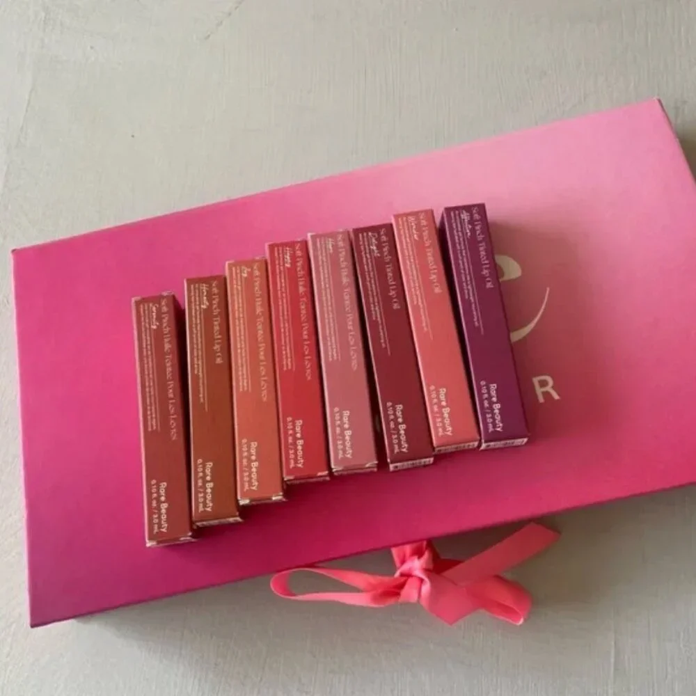 NWT Rare Beauty by Selena Gomez Alive with Color Lip Oils and PR Box Bundle